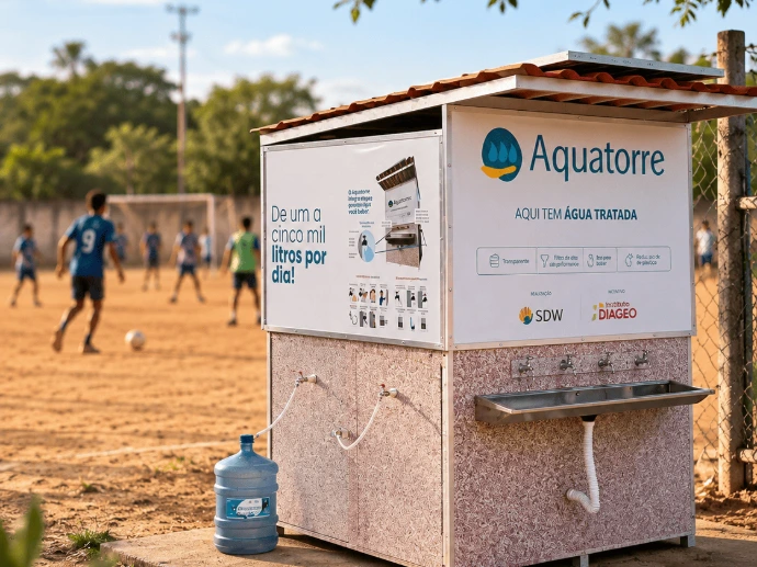 Aquatorre instalada em um espaço comunitário